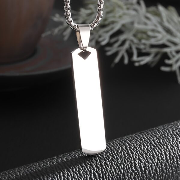 282720554ffad2c14338dc42bbf18534.jpg Stainless Steel High Polished Rectangle Tag Pendant - Silver