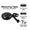Retractable Soft Tape Measure - Double-Sided 60in/150cm - Black