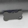 Stainless Steel Bone Shape Dog ID Tag With Paw - Black Anodized